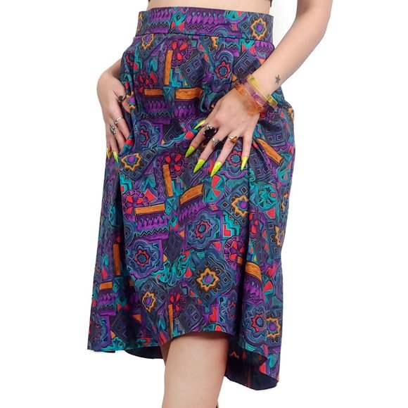 1990s Absract Boho pattern Skirt - Picture 1 of 6